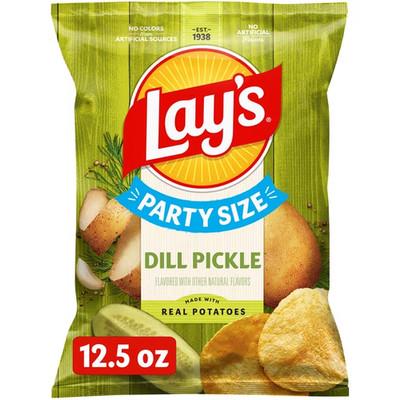 Lay's Dill Pickle Flavored Potato Chips, Party Size, 12.5 oz Bag