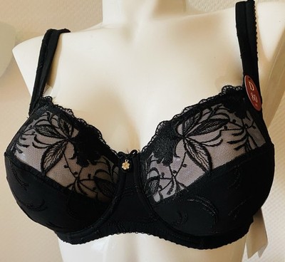 2-er Set Lisca  BH Evita ungefüttert mit Bügel  Spitze Schwarz size: 80 D Neu