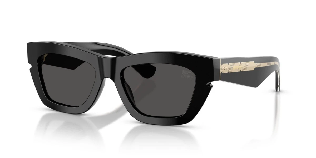 Burberry B 4375-F Black Geometric Sunglasses Vintage Check Temples Italy Check Square Sunglasses in Vintage check | Burberry® Official main image 3