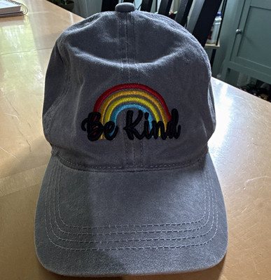 David and Young Gray Adjustable Baseball Cap Be Kind Rainbow Embroidered