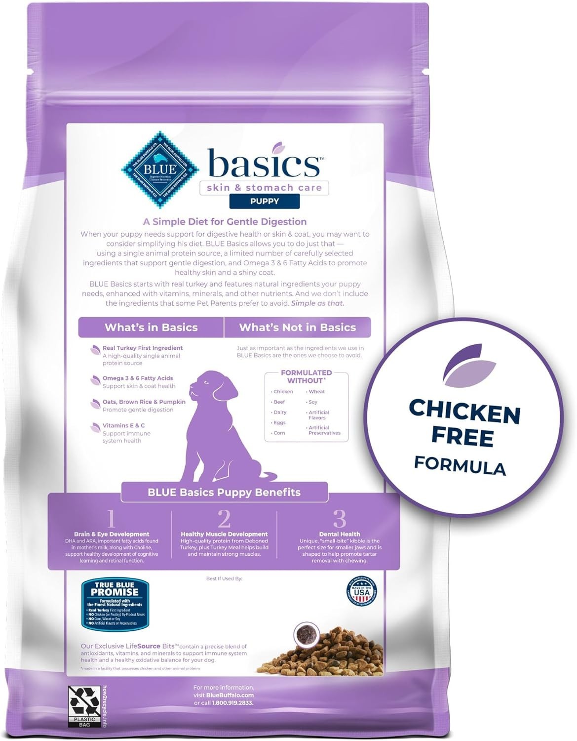 Blue Buffalo Basics Puppy Dry Dog Food for Skin & Stomach Care 4lb