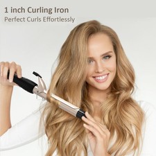 Pretfy 1 Inch Hair Curling Iron Hair Curler Temperature Adjustable LCD Temp