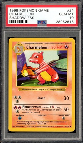 Charmeleon (Shadowless) graded PSA 10 for sale on eBay