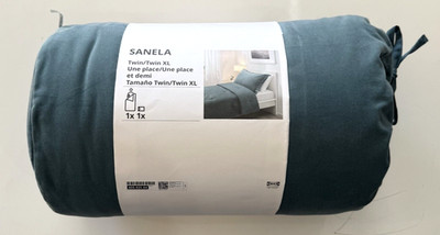IKEA SANELA Twin Twin XL Comforter & Pillow Sham Turquoise Soft Velvet Cotton