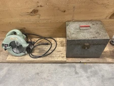 Vintage Tested Working Rockwell Model 75 Circular Saw W/ Metal Carry Case Rare
