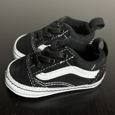 VANS Infant/Baby Size 2 Soft Sole Crib Shoes Sneakers Black/White