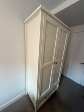 White 2 Door Hinged Wardrobe with 2 Drawers, Wood Painted Finish, Bedroom