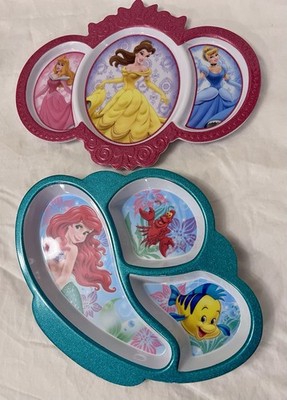 Disney Princesses Divided Melamine Plates 2pc Little Mermaid Ariel