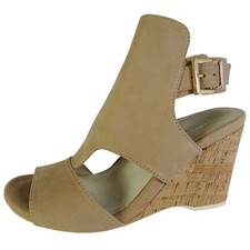 Kenneth Cole New York Womens Issac Nubuck Wedge Sandal Shoes, Sand, US 8.5