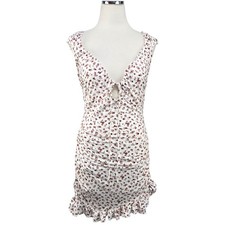 Urban Outfitters Eve Floral Ruched Cutout Ruffled Mini Dress Stretch Sz Medium