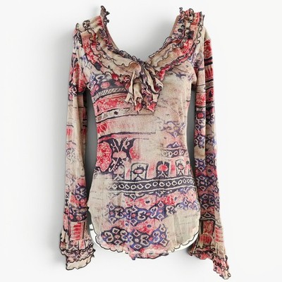 Euro Micro Mesh Top Long-Sleeved Grunge Whimsigoth - Small