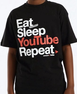 Mr Beast Feastable Eat Sleep YouTube Repeat T-shirt Size 12 Youth Rare NWT