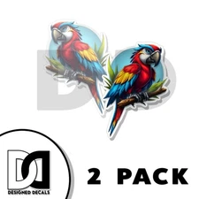 Tropical Bird Parrot Sticker Macaw Animal Art Decal Vinyl Novelty Made in US 2PK