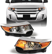 Headlight Assembly Compatible with Ford Edge 2011 2012 2013 2014 Halogen Replace