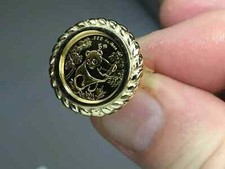 14K Yellow Gold FN CHINESE PANDA BEAR COIN Beauty Vintage Wedding Gold Ring