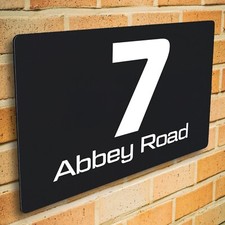 Personalised Floating House Sign - Modern Black Address Plaque Gift UK
