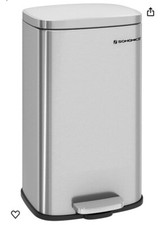 SONGMICS 13.2 Gallon Kitchen Trash Garbage Can Pedal Rubbish Bin Stainless Steel