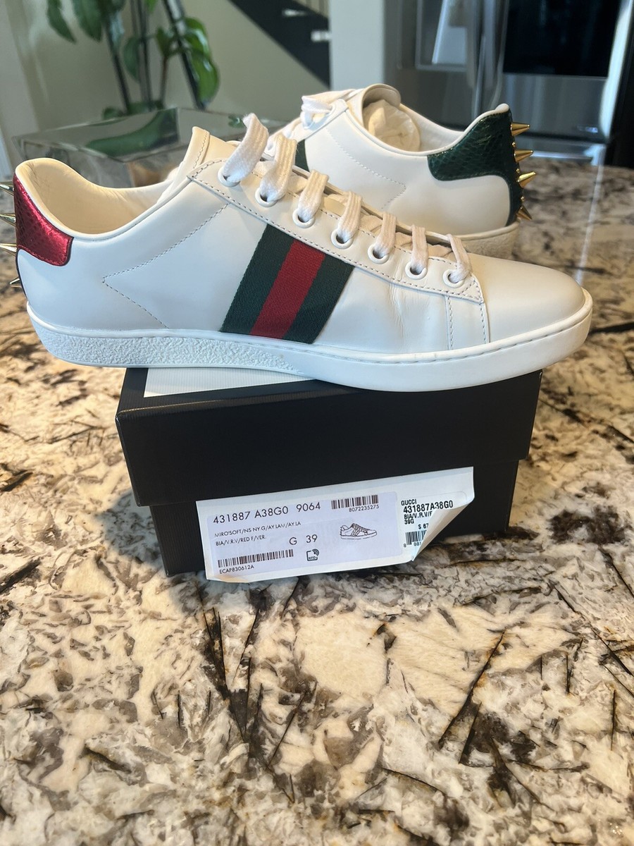 Gucci Ace Low Pearl Studded White Sneakers With Spikes Sz 39 | eBay