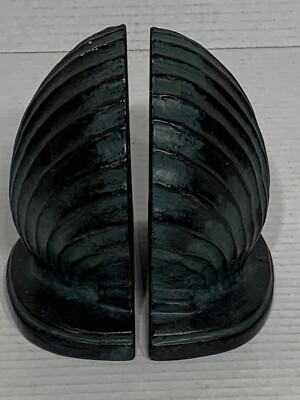 Vintage Sea Shell Verdigris Look Book Ends