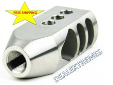 Tanker Style Steel Muzzle Brake .308 300 AAC 5/8x24 Thread Pitch Stainless steel