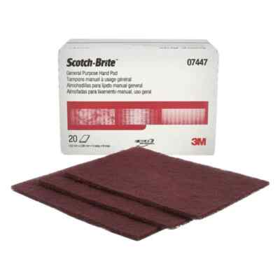 3M 7447 Scotch-Brite Hand Pads Very Fine, General Purpose Maroon 6'' x 9''