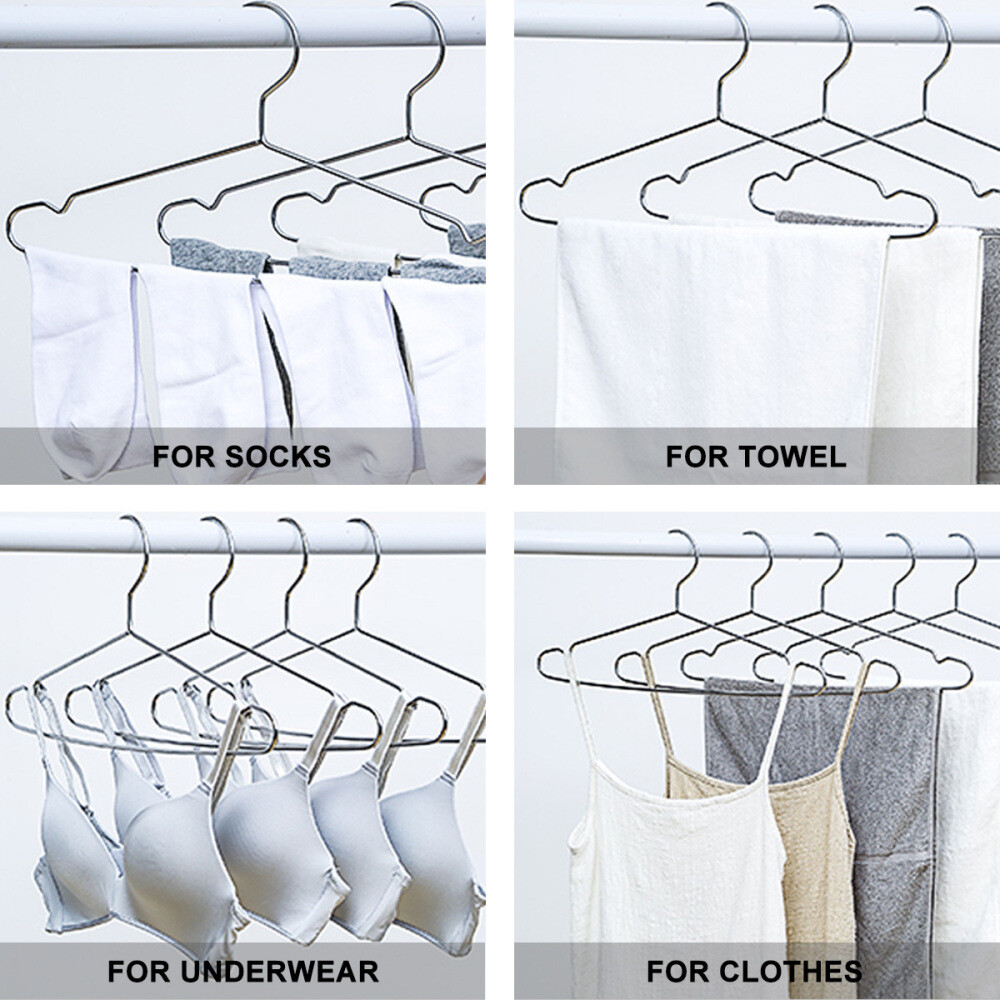 10 Pcs Universal Wet Dry Dual Clothes Hanger Shoulder Wire Coat Hangers