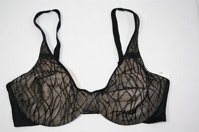 908W2 Maidenform 05046 Womens Self Expressions Minimizer Mesh Bra 40C Black