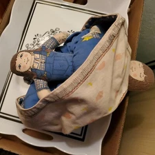 Vtg Antique Cloth cut-out doll early 1900s Reversible Skirt Double Rag Doll Old