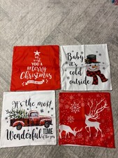 NEW Set of 4 Christmas Holiday Pillow Covers 18x18 Country Farmhouse