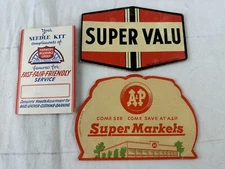 LOT of 3 Vintage A&P Super Markets Super Valu Farmers Advertising Needle Kits