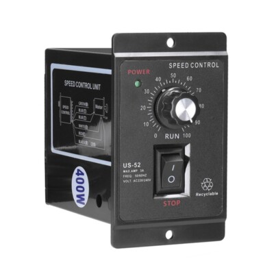 US-52 Single Phase Micro Motor Speed Controller 400W AC220V 50/60Hz Black