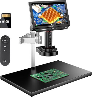 TOMLOV 4K Autofocus Digital Microscope 10.1'' HDMI Coin Microscope 2000X Flex Arm