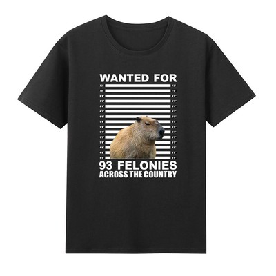 Capybara Mugshot Wanted For 93 Felonies Across The Country T-Shirt