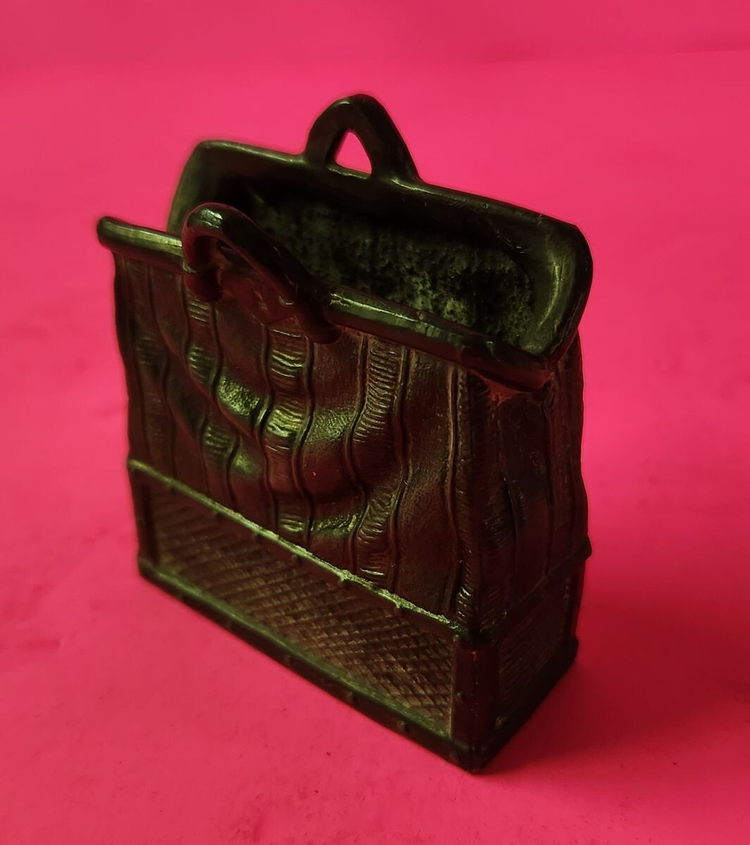 RARE Antique Vintage Figural Suitcase/Duffle Bag Shaped Match Safe