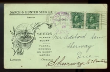 🍁1917 Darch & Hunter Seed Co, nice Private Admiral Post Card Canada
