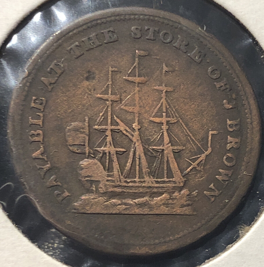 1815 1/2 Half Penny John Brown Halifax Nova Scotia Rare Canadian Token