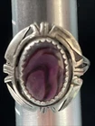 Vintage Sterling Silver Agate Ring, Signed Wood, Stamped 3 Sterling