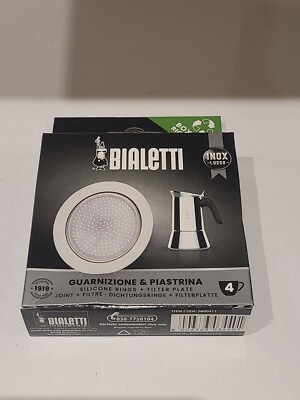 Bialetti 4 Tassen Inox Filterplatte & 1 Dichtung/Dichtung/Gummiring - Venus Musa Kitty