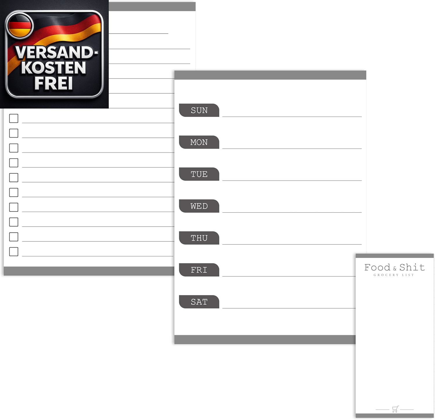 Magnetischer Wochenplaner 3-teilig abwischbar mit Einkaufsliste für Familie