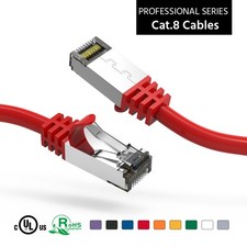 5 Pack of 0.5Ft CAT8 S/FTP Ethernet Network Cable Red 26AWG