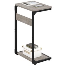 C-Shaped End Table, Small Couch Side Table, Sofa TV Tray Table for Living Roo...