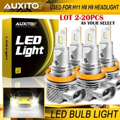 2-20X AUXITO H11 H8 LED Headlight Fog Light Kit Super Bright DRL 6000K White Q10