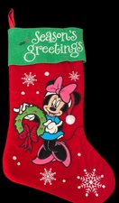 Disney Minnie Mouse Christmas Stocking Wreath corduroy top with embroidery 17.5”