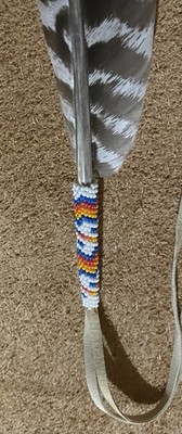 Totally Neat Native American Lakota Sioux Beaded Turkey Feather