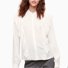 NWT ARITZIA WILFRED Panthere Ruffled Blouse Oak Size Small MSRP 110