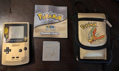 Pokemon Game Boy Color Gold & Silver Pikachu Pichu Console W/ Game 