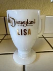 Vintage Disneyland Milk Glass Pedestal Cup- LISA- 8 oz. Capacity