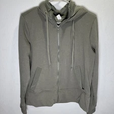 90 Degrees Womens Medium Hooded Jacket Full Zip Pockets Gray Thumb Holes