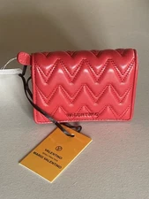 VALENTINO BY MARIO VALENTINO NERO SAUVAGE QUILTED LEATHER WALLET IN RED