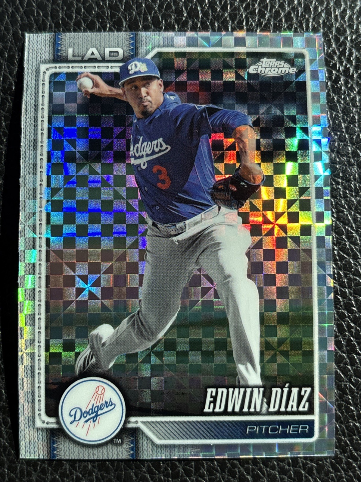 Edwin Diaz- 2026 Topps Chrome #71 Los Angeles Dodgers X-Fractor Parallel